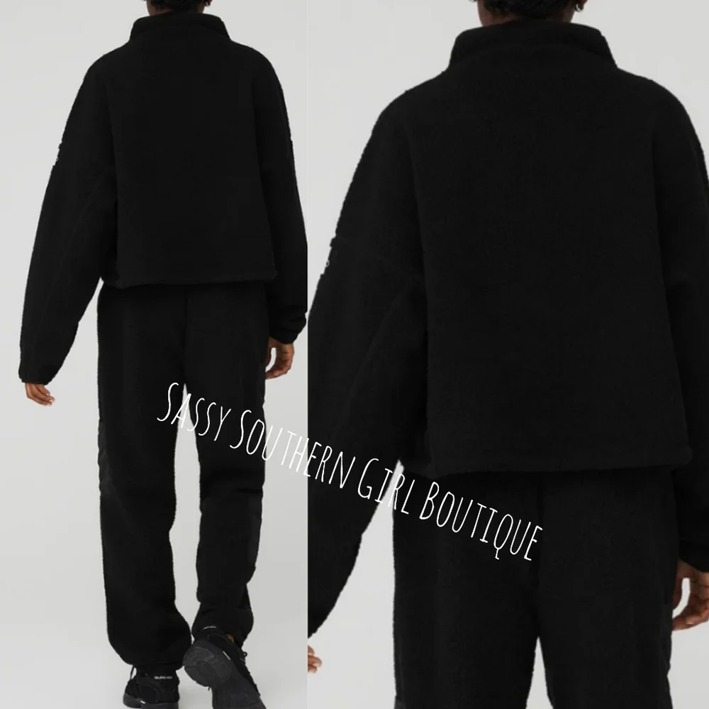 ⭐🆕alo black Sherpa cozy half zip pullover